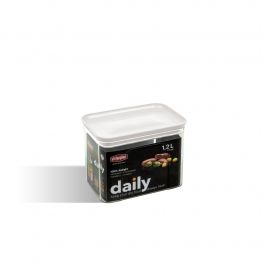 Doza pravokotna Daily 1,2l, bel pokrov, 15,5x10x12cm
