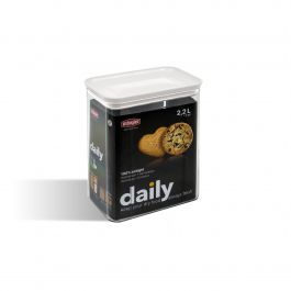 Doza pravokotna Daily 2,2l, bel pokrov, 15,5x10x19,5cm
