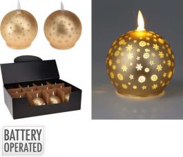 Sveča Božična bunka, LED, 10 cm, zlata
