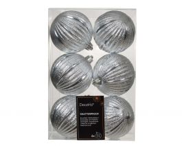 Bučke novoletne srebrne plastične fi 8 cm, set 6/1, Kaem.