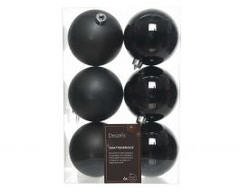 Bučke novoletne črne sijaj/mat plastične fi 8 cm, set 6/1, Kaem.