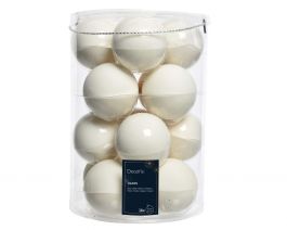 Bučke novoletne žametno bele steklene fi 8cm, set 16/1, Kaem.