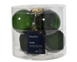 Bučka novoletna zelena sijoča steklo fi 6 cm, set 6/1, Kaem.