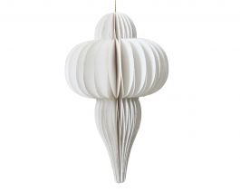 Okras novoletni ornament snežno bela papir 8 cm, Kaem.