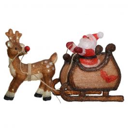 Božiček s sanmi in Rudolfom 90 led, 82,5 cm, Kaem.
