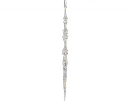 Okrasek za jelko ledena sveča prozorna 69 cm, Kaem.