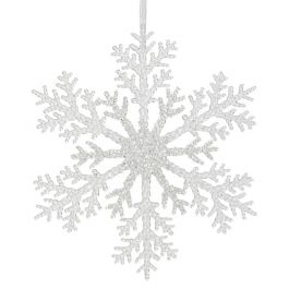 Okrasek za jelko snežinka belo/srebrna fi 21 cm, Kaem.