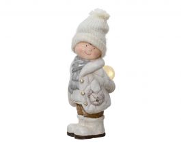 Figura božična fantek s kroglo 46 cm, Kaem.