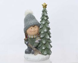 Figura božična punčka s smrečico 46 cm, Kaem.