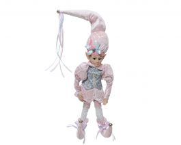 Figura božična škratek roza 50 cm, Kaem.