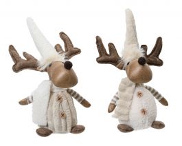 Figura božična jelenček belo/rjav 29 cm, Kaem.