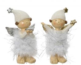 Figura božična angelček s puhom 12 cm, Kaem.
