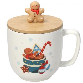 Lonček Natale Cheery Gingerbread, 390ml, s pokrovom iz bambusa
