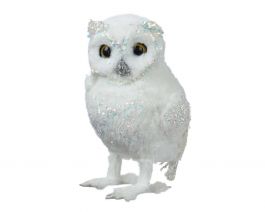 Figura sovica bela s kristalčki 23 cm, Kaem.