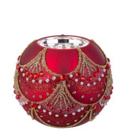 Svečnik rdeč zlat 8cm
