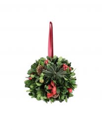 Cvetje umetno božična krogla viseča pušman, bor, storži fi 12, Bizz.