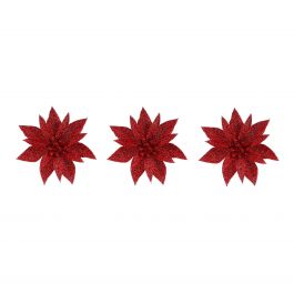 Okras novoletni roža na klipso rdeča 3x10cm, set 3/1, Edel.