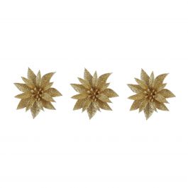 Okras novoletni roža na klipso zlata 3x10cm, set 3/1, Edel.