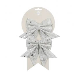 Okrasek za jeklo mašnica srebrna 13 cm, set 2/1, Edel.