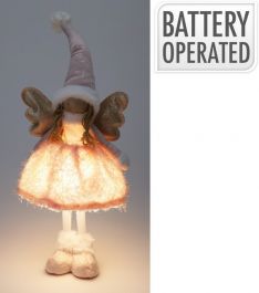 Figura božična punčka stoječa roza led 50 cm, Koop.