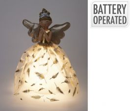 Figura božična angel punčka stoječa zlata led 36 cm, Koo.