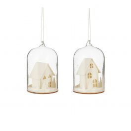 Hiška dekorativna v zvonu, 10,5x7cm
