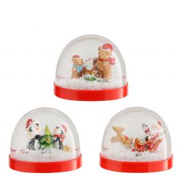 Krogla snežna Xmas figurice rdeče, 9x6,5cm
