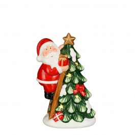 Figura božična božiček s smrečico led 20,5 cm, Edel.