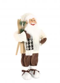 Figura božiček belo/rjav s smučkami 60 cm, Bizz.