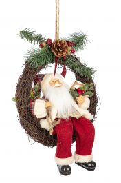 Venček novoletni za vrata božiček rdeč fi 30 cm, Bizz.
