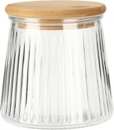 Doza steklena s pokrovom iz bambusa 680ml, 11x11cm
