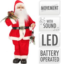 Figura božična božiček rdeč plesoč, pojoč 95 cm, Koo.