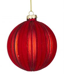 Bučka novoletna steklo rdeča Clio fi 100 mm, Bizz.