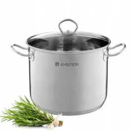 Lonec visok 12l, 28xH22cm, inox, steklen pokrov, ind.
