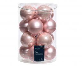 Bučke novoletne roza steklene fi 8cm, set 16/1, Kaem.