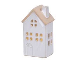 Hiška z LED lučko, porcelan, 8,7x6,7cm
