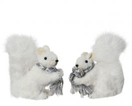 Okras novoletni veverička bela 15 cm, Kaem.