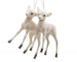 Okras novoletni srnica bela 7,5 cm, Kaem.