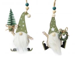 Okras božični palček zelen  na smučkah 11 cm, Kaem.