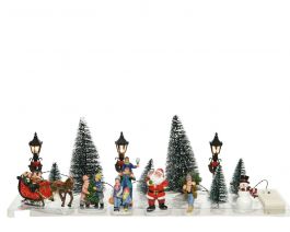 Dekoracija figurice božična vas 3 led, 6x15 cm,  Kaem.