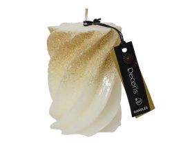 Sveča novoletna bela/zlata, 7x10cm
