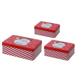 Škatla kovinska kvadratna Santa, 3 velikosti, 3/1 
