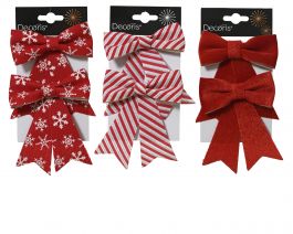 Okrasek za jelko mašnica rdečo bela 10x13 cm, set 2/1, Kaem.