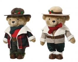 Figura božična medvedek s klobukom 31 cm, Kaem.