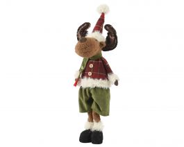 Figura božična jelenček stoječ zeleno rdeč 64 cm, Kaem.