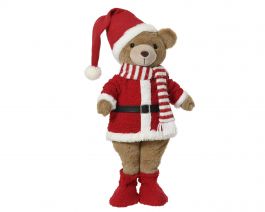 Figura božična medvedk božiček rdeč 51 cm, Kaem.