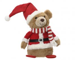Figura božična medvedek božiček rdeč 30 cm, Kaem.