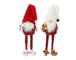 Figura božična palček sedeč belo/rdeč 73 cm, Kaem.