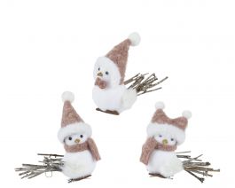 Figura ptiček bel s kapo in šalom 11 cm, Kaem.