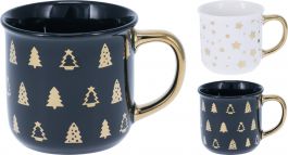 Lonček moder, bel, porcelan, 320ml
